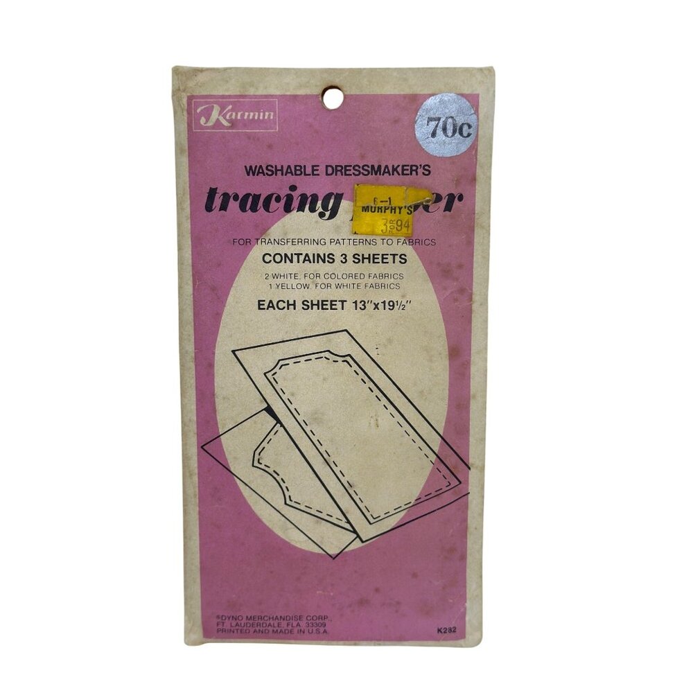 VTG Karmin Washable Dressmakers Tracing Paper‎ Set of 3 13"x19.5" Unopened NOS